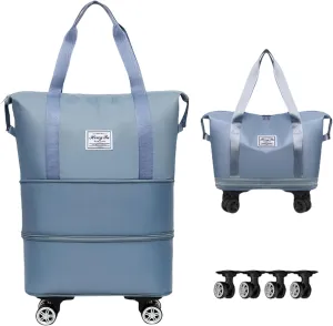 Beente Travel Bag with Wheels-(2025 New Large Capacity Travel Bag - Universal Wheel Removable) (Blue,Wheel-equipped)