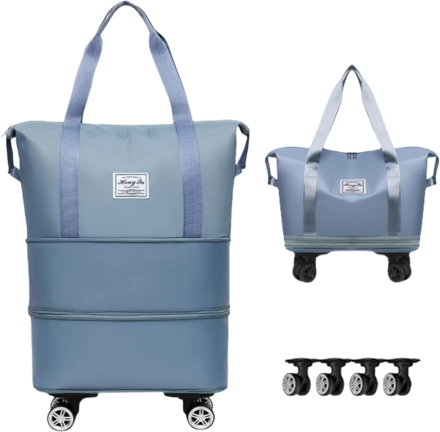 Beente Travel Bag with Wheels-(2025 New Large Capacity Travel Bag - Universal Wheel Removable) (Blue,Wheel-equipped)
