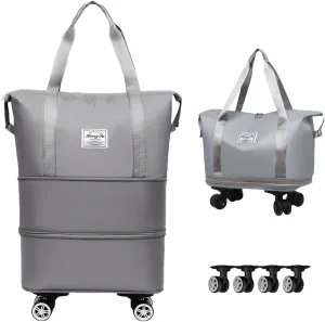 Beente Travel Bag with Wheels-(2025 New Large Capacity Travel Bag - Universal Wheel Removable) (Gray,Wheel-equipped)