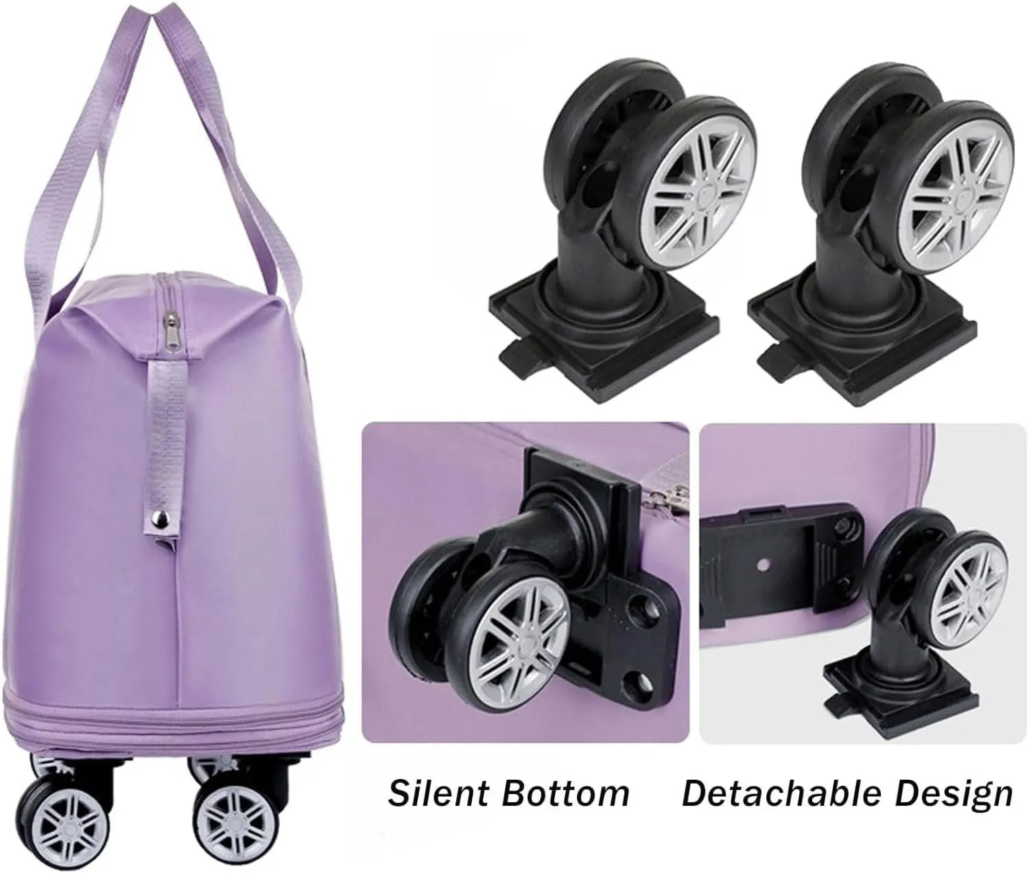 Beente Travel Bag with Wheels, 2025 New Large Capacity Travel Bag, Universal Wheel Removable, Rolling with Wheels,E