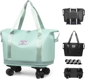 Beente Travel Bag With Wheels,2025 New Upgrade Large Capacity Travel Bag,Universal Wheel Removable, Expandable Foldable, Weekend Bag for Travel (Green)