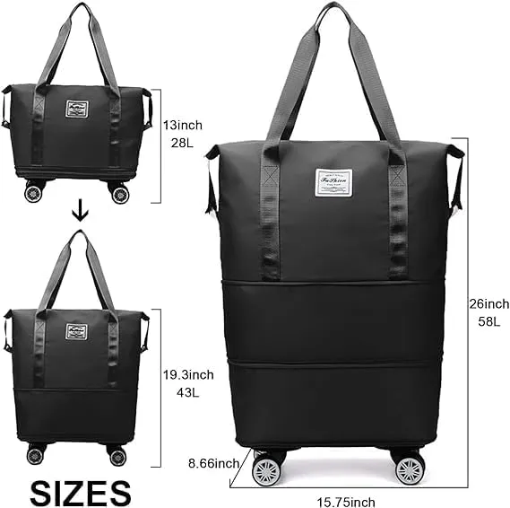 Beente Travel Bag With Wheels,2025 New Upgrade Large Capacity Travel Bag,Universal Wheel Removable, Expandable Foldable, Weekend Bag for Travel (Green)