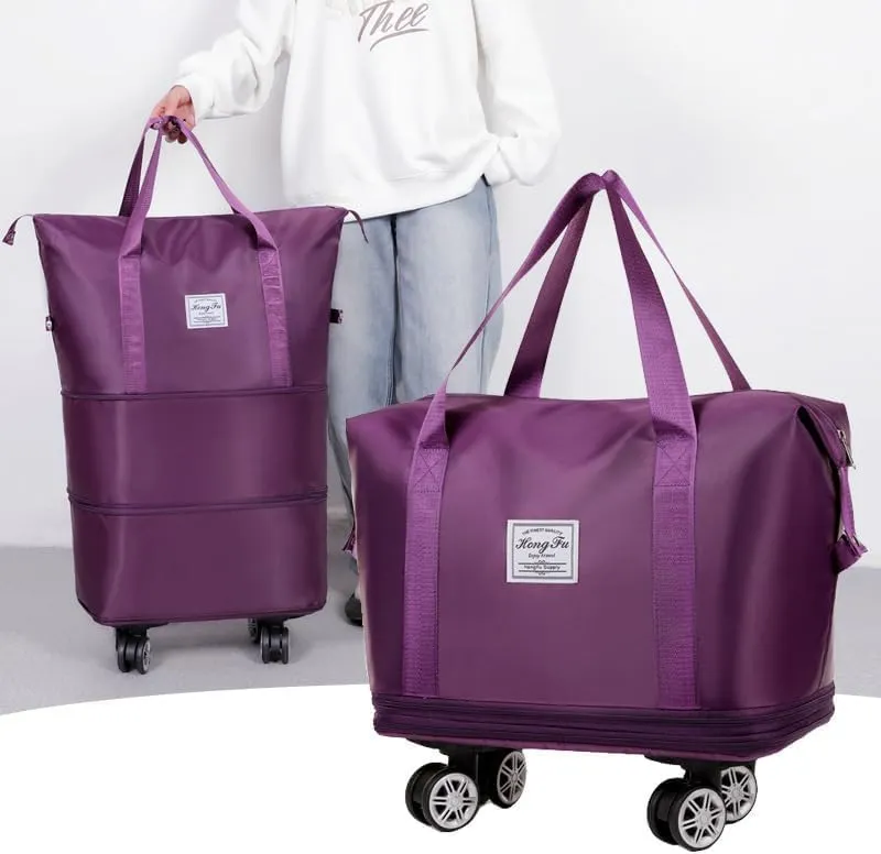 Beente Travel Bag With Wheels,2025 New Upgrade Large Capacity Travel Bag,Universal Wheel Removable, Expandable Foldable, Weekend Bag for Travel (Grey)