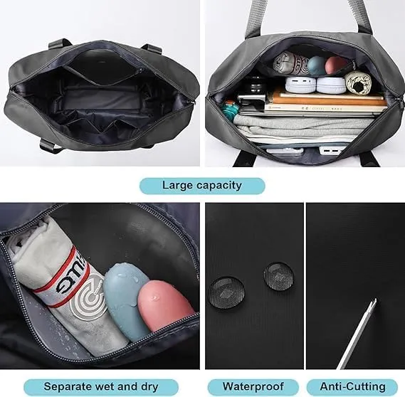 Beente Travel Bag With Wheels,2025 New Upgrade Large Capacity Travel Bag,Universal Wheel Removable, Expandable Foldable, Weekend Bag for Travel (Grey)