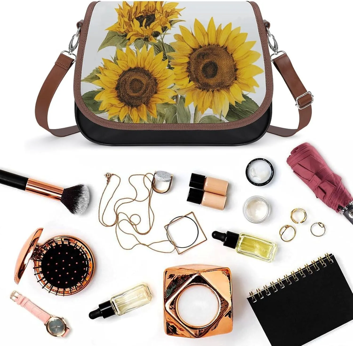 Black And White Cow Print Crossbody Bags for Women Travel Shoulder Bag Small Leather Cross Body Handbags