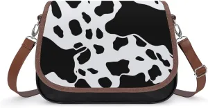 Black And White Cow Print Crossbody Bags for Women Travel Shoulder Bag Small Leather Cross Body Handbags