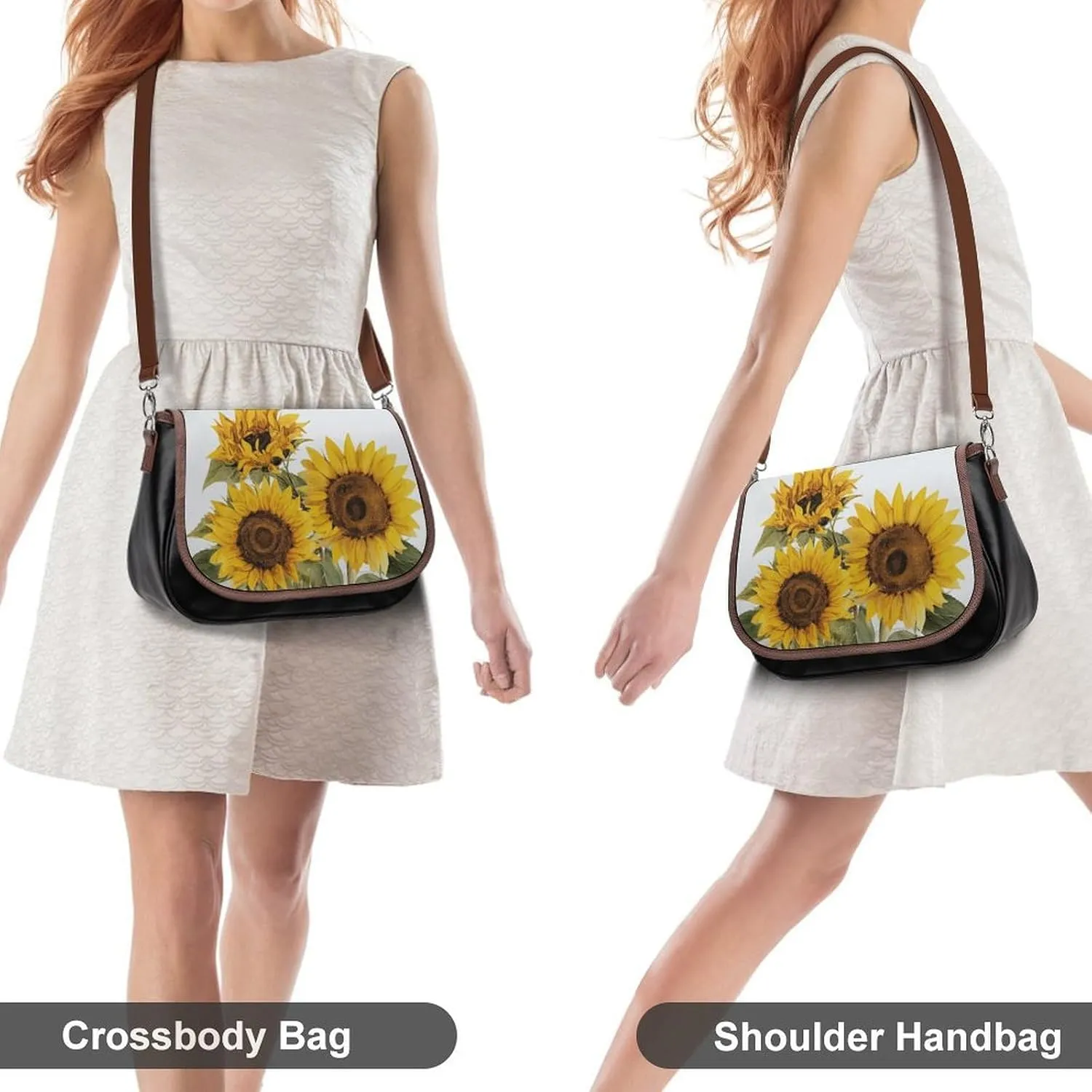 Black And White Cow Print Crossbody Bags for Women Travel Shoulder Bag Small Leather Cross Body Handbags