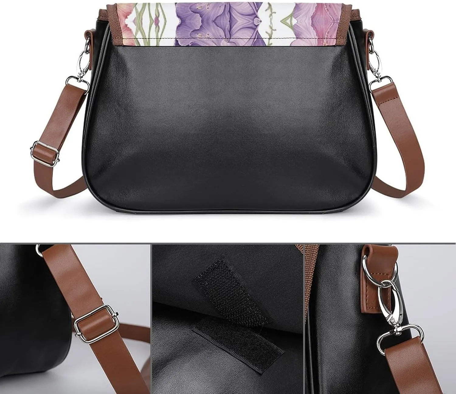 Black And White Cow Print Crossbody Bags for Women Travel Shoulder Bag Small Leather Cross Body Handbags