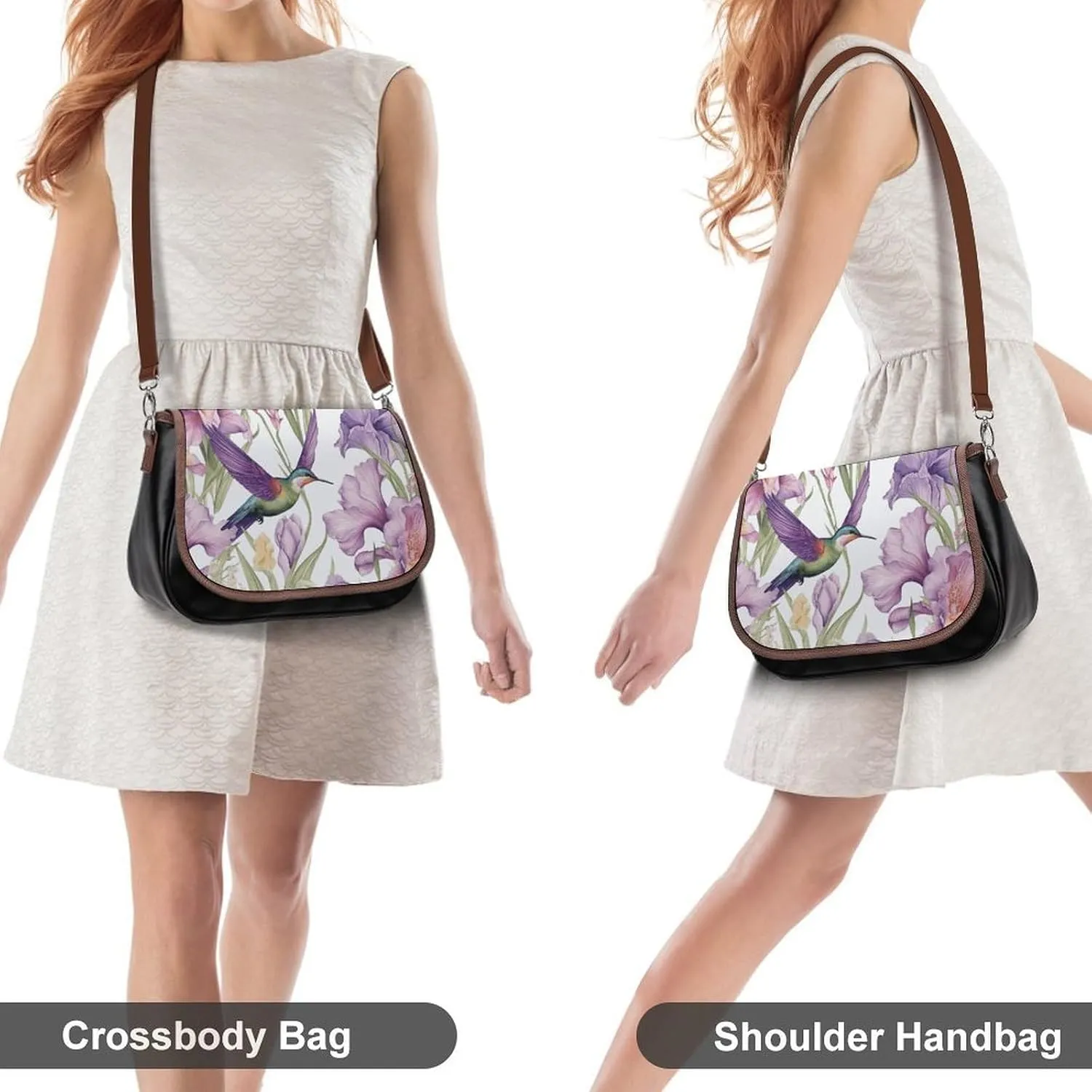 Black And White Cow Print Crossbody Bags for Women Travel Shoulder Bag Small Leather Cross Body Handbags