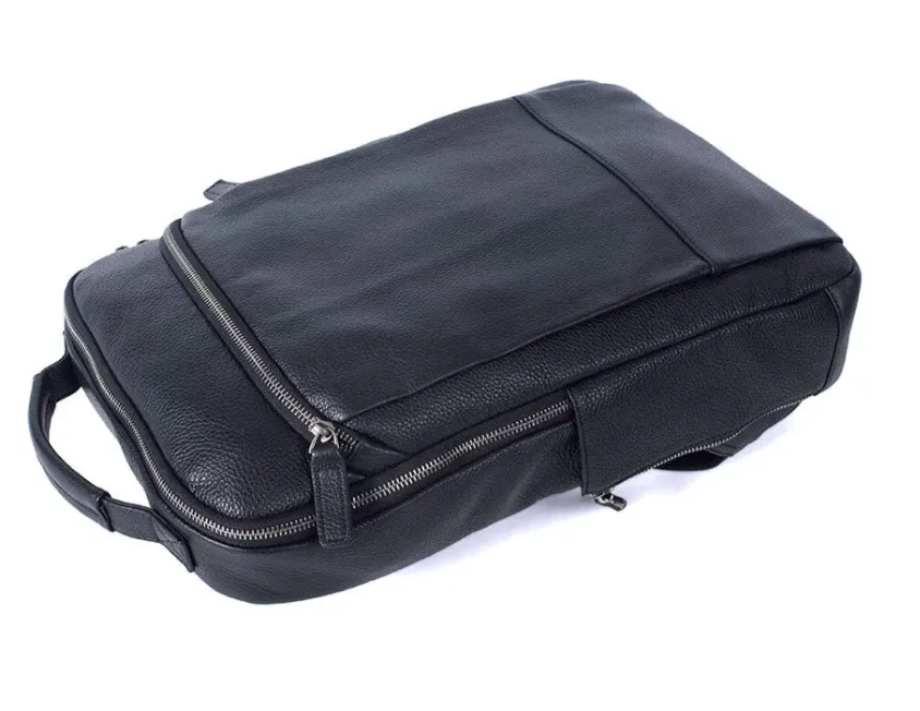 Black Leather Laptop Backpack | Serengeti