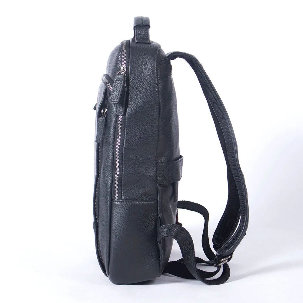 Black Leather Laptop Backpack | Serengeti