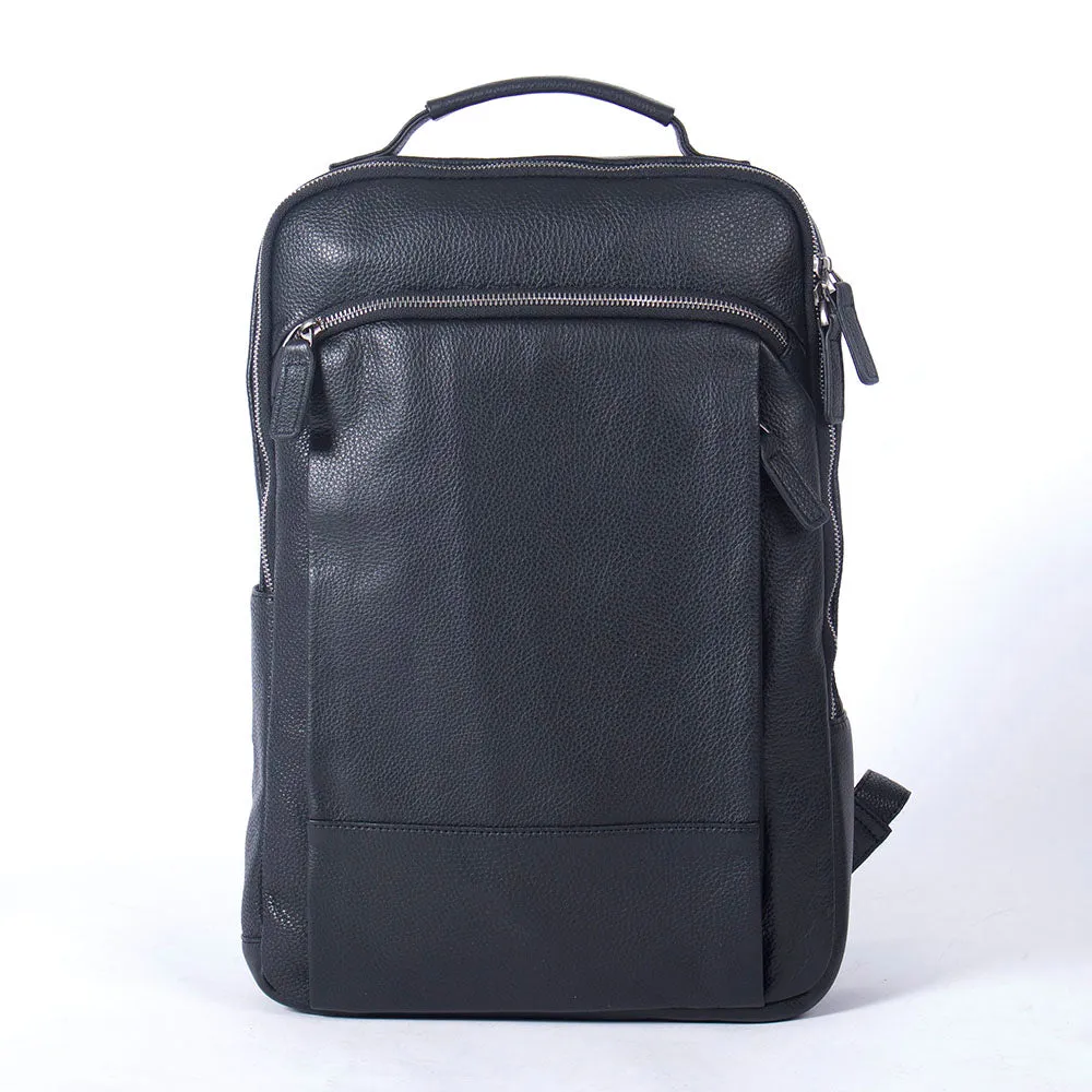 Black Leather Laptop Backpack | Serengeti