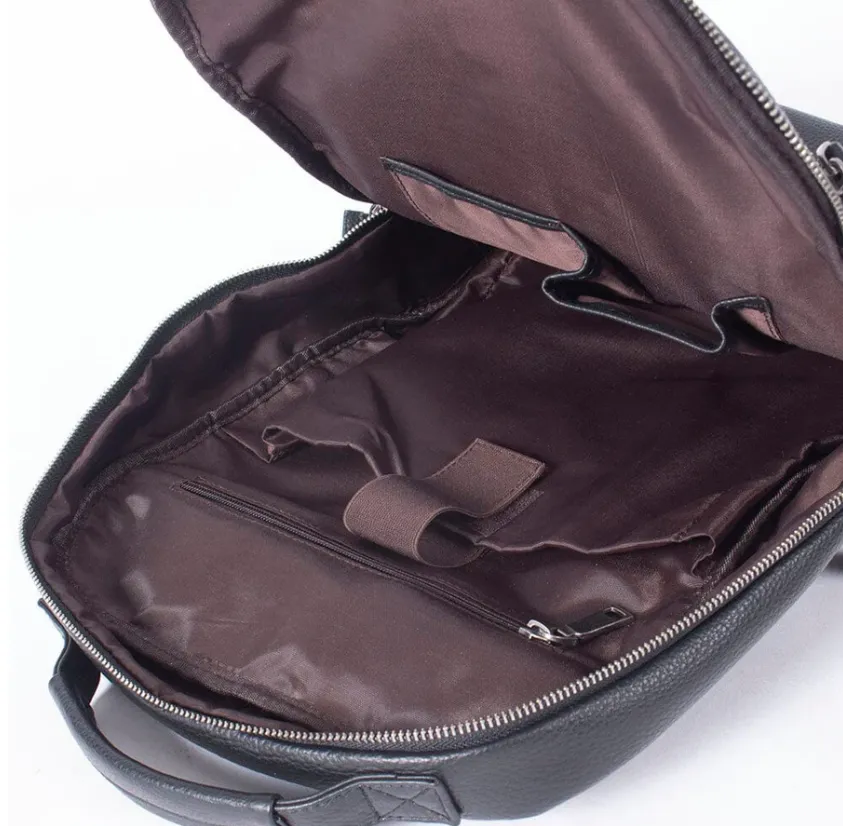 Black Leather Laptop Backpack | Serengeti