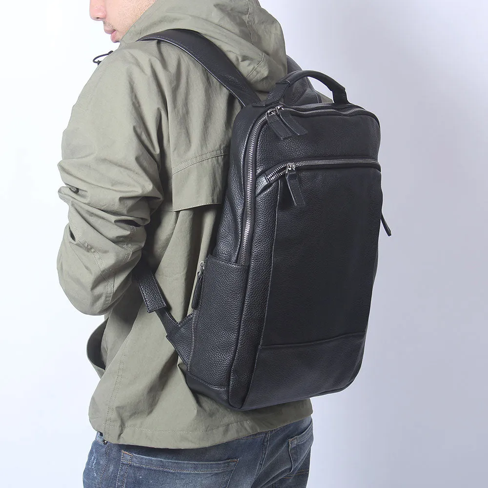 Black Leather Laptop Backpack | Serengeti