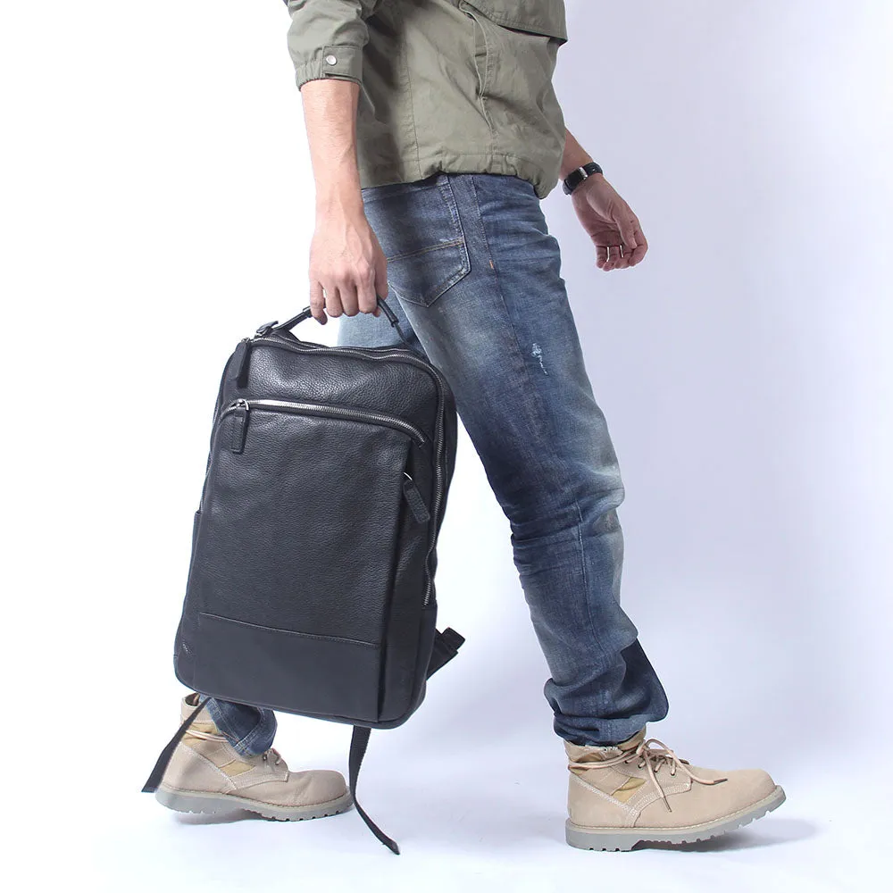 Black Leather Laptop Backpack | Serengeti