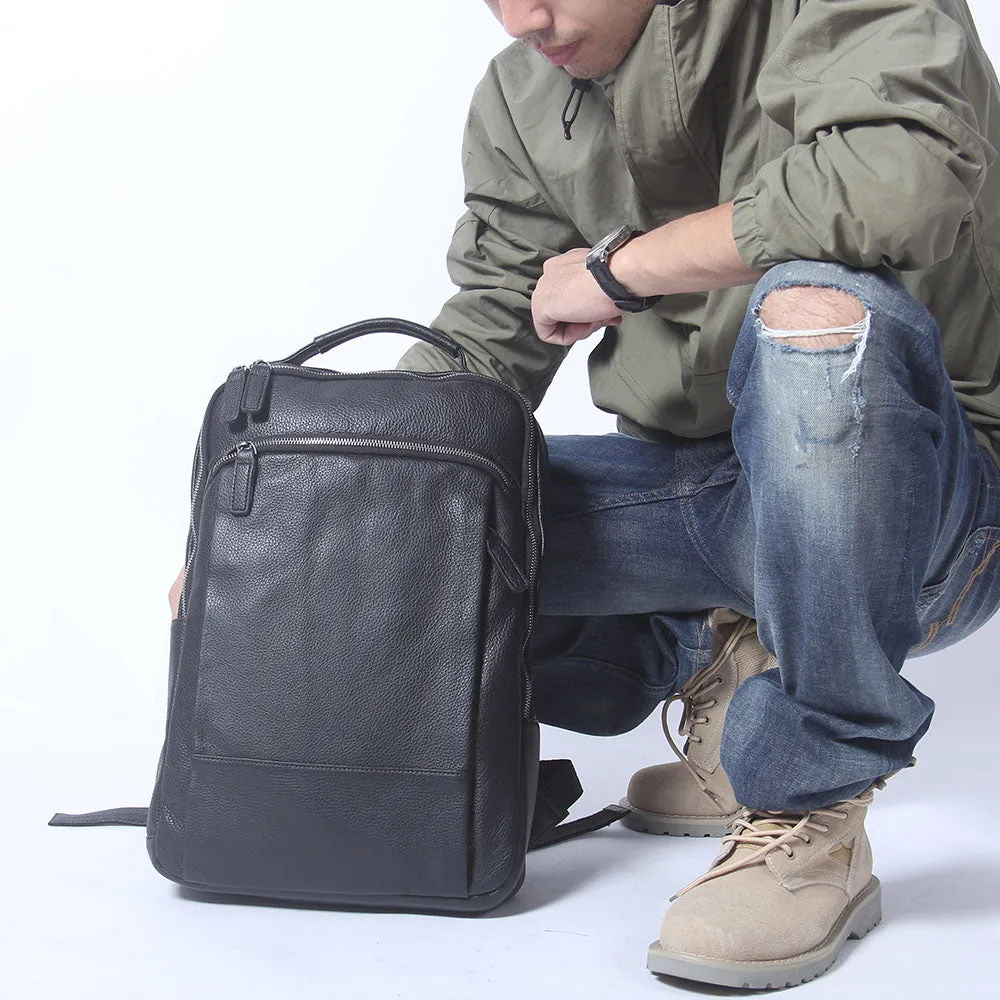 Black Leather Laptop Backpack | Serengeti
