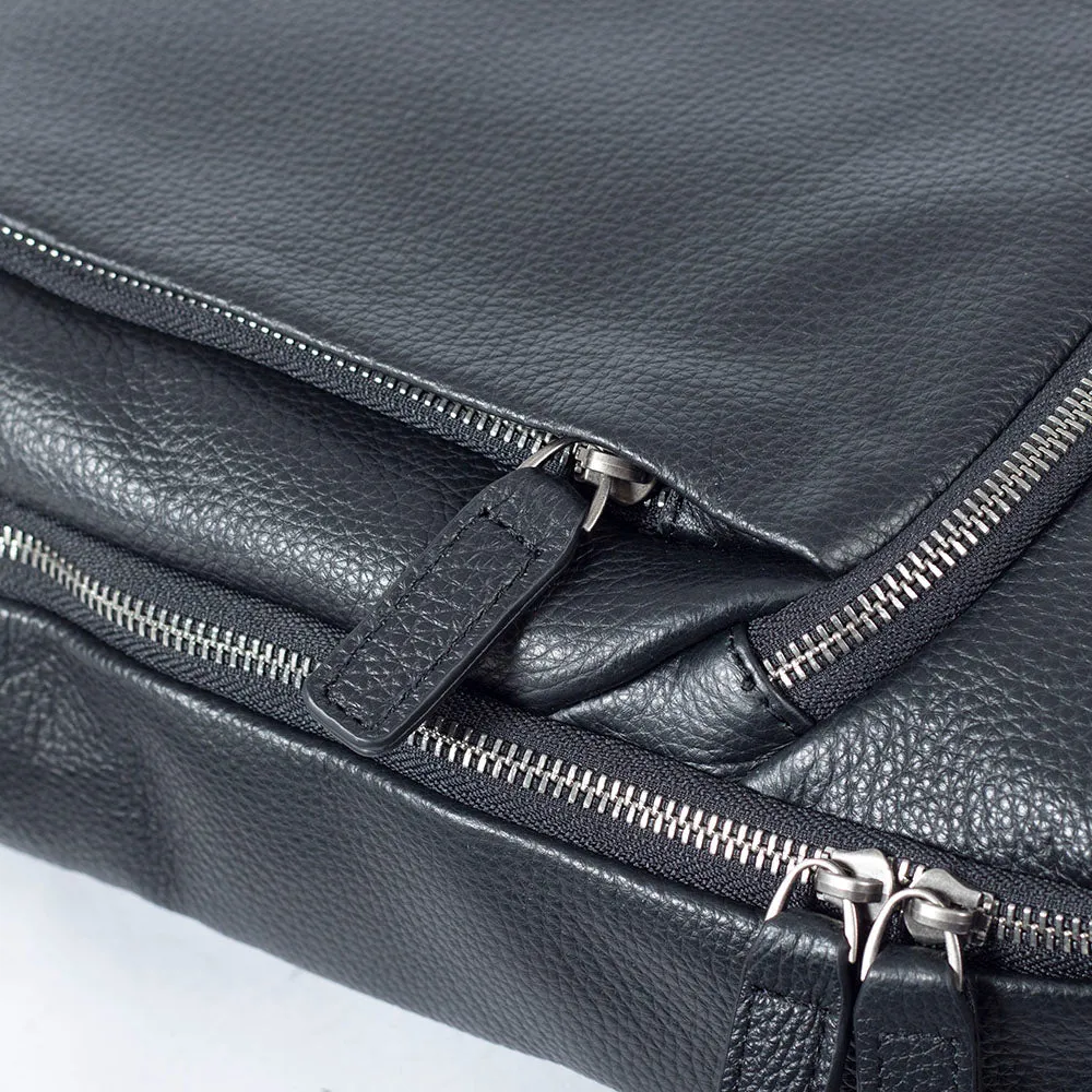 Black Leather Laptop Backpack | Serengeti