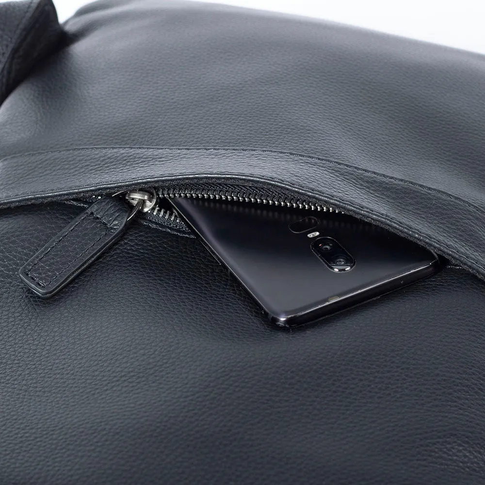 Black Leather Laptop Backpack | Serengeti