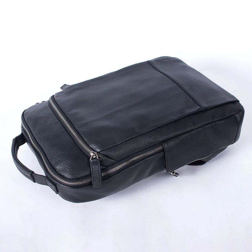 Black Leather Laptop Backpack | Serengeti