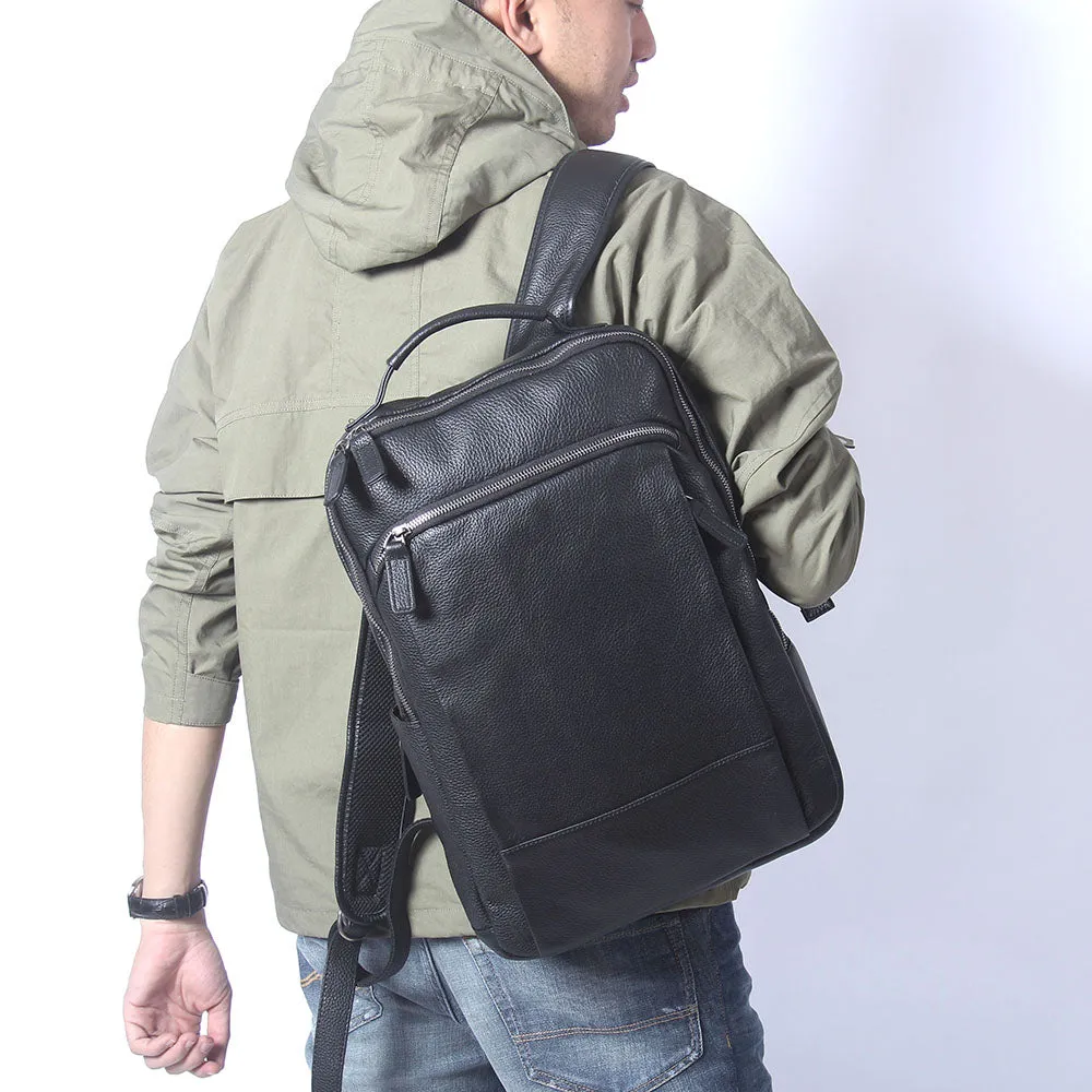 Black Leather Laptop Backpack | Serengeti