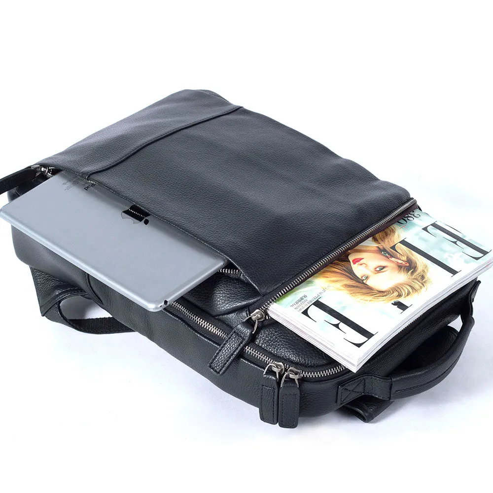 Black Leather Laptop Backpack | Serengeti