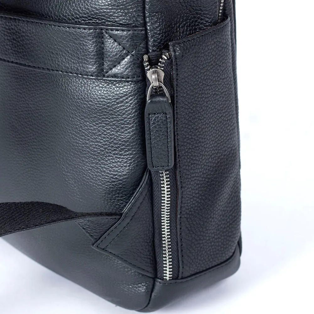 Black Leather Laptop Backpack | Serengeti