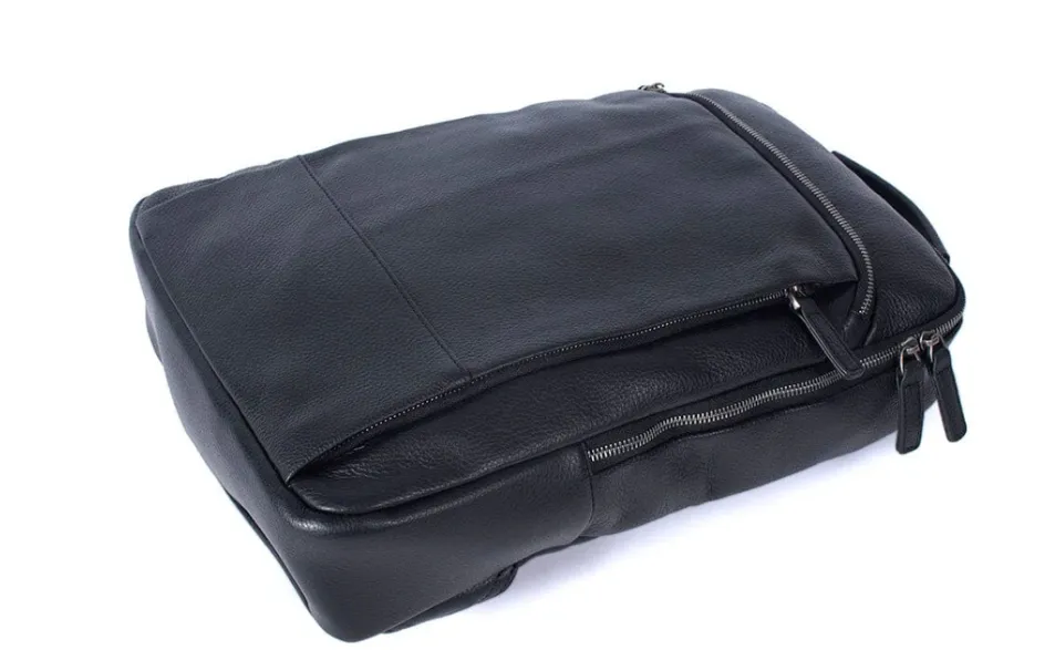 Black Leather Laptop Backpack | Serengeti