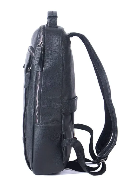 Black Leather Laptop Backpack | Serengeti