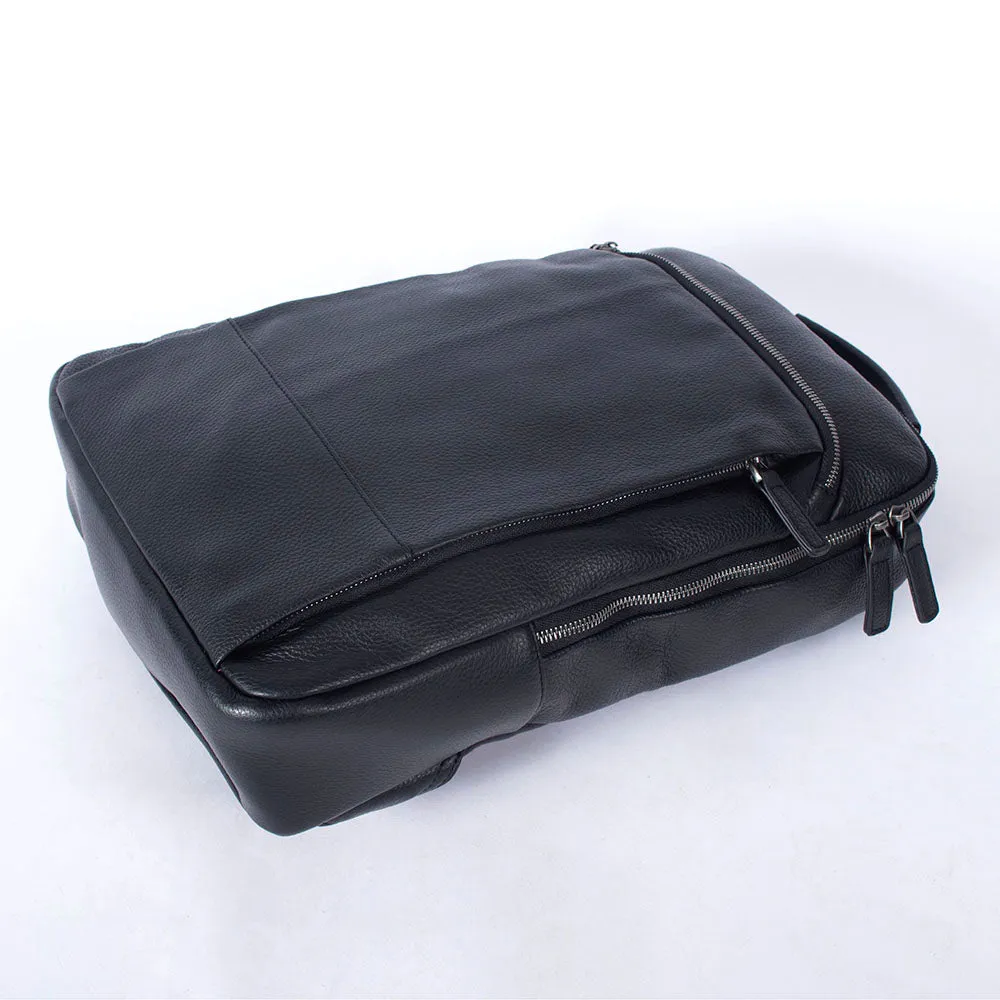 Black Leather Laptop Backpack | Serengeti