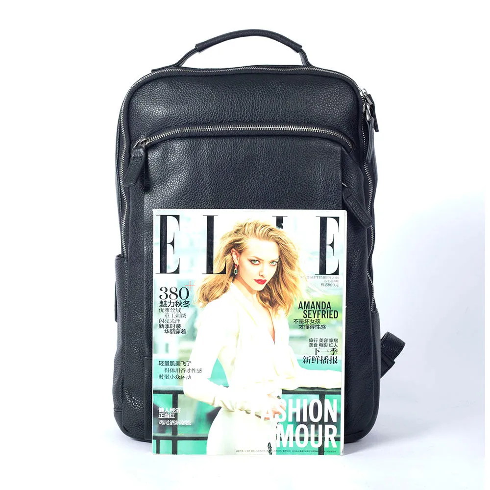 Black Leather Laptop Backpack | Serengeti