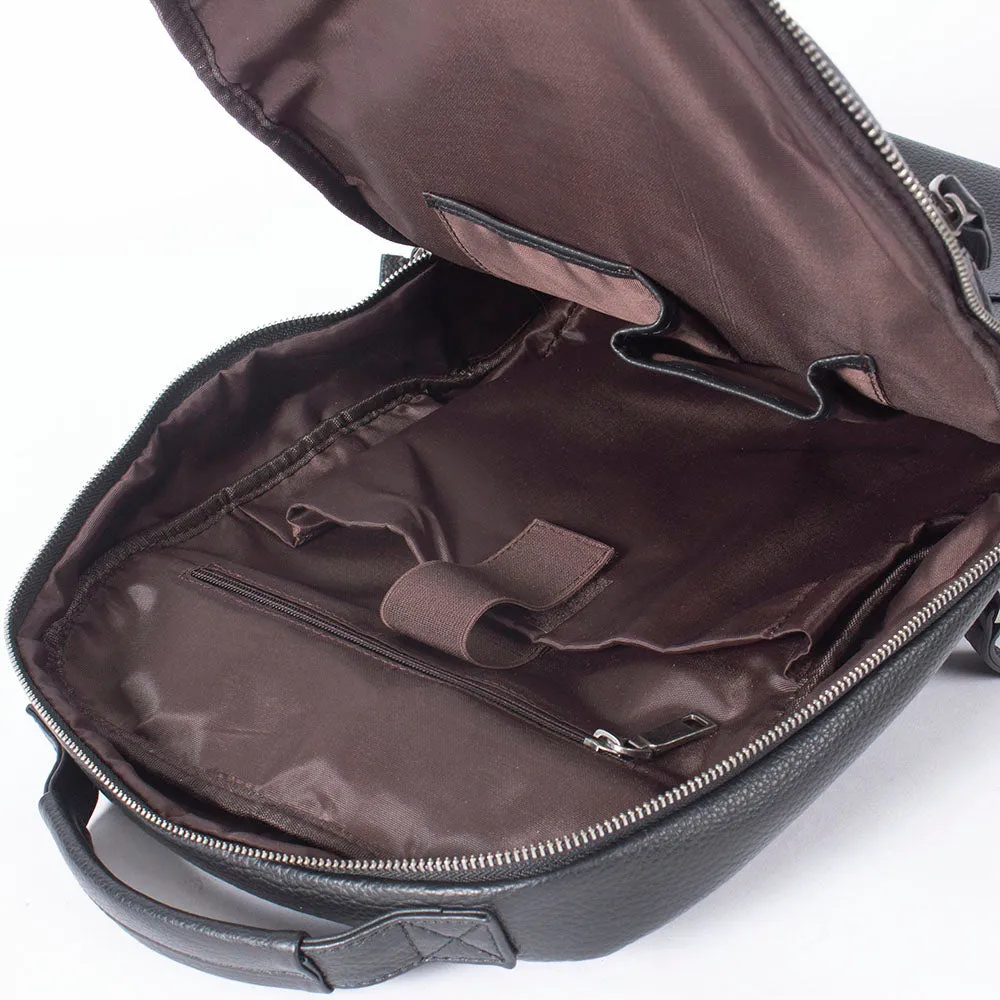 Black Leather Laptop Backpack | Serengeti