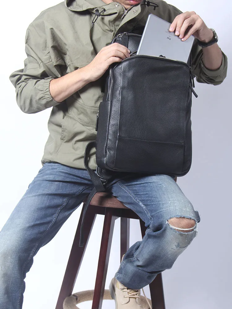 Black Leather Laptop Backpack | Serengeti