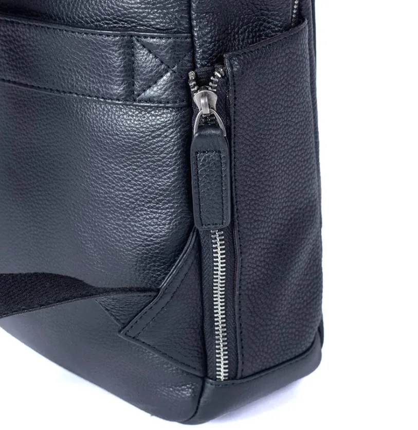 Black Leather Laptop Backpack | Serengeti