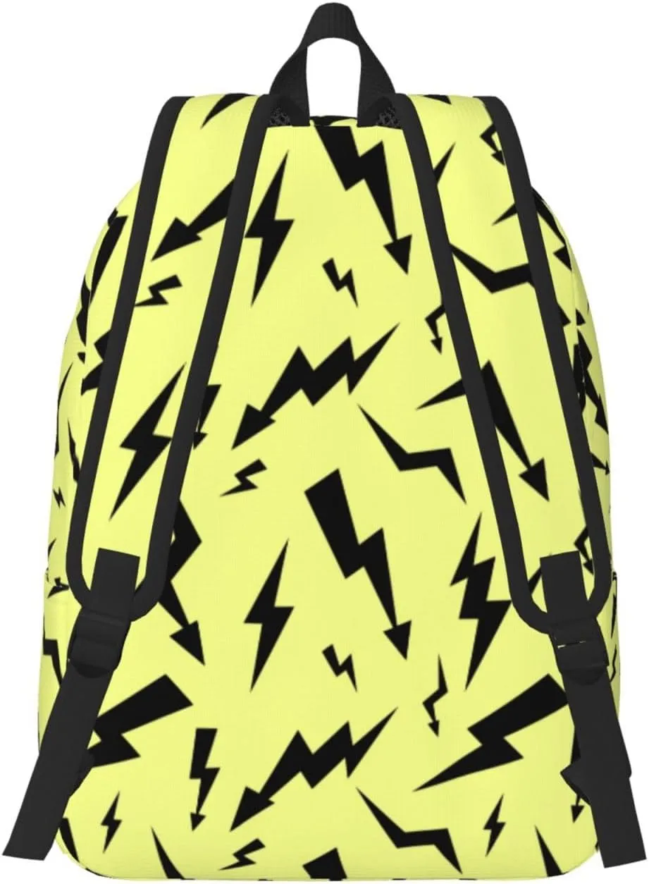 Black Thunder Yellow Canvas Backpacks Laptop Backpack Multipurpose Double Shoulder Bag for Men Women Gifts Medium