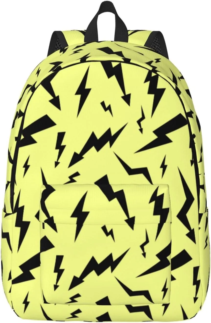 Black Thunder Yellow Canvas Backpacks Laptop Backpack Multipurpose Double Shoulder Bag for Men Women Gifts Medium