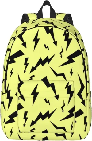 Black Thunder Yellow Canvas Backpacks Laptop Backpack Multipurpose Double Shoulder Bag for Men Women Gifts Medium