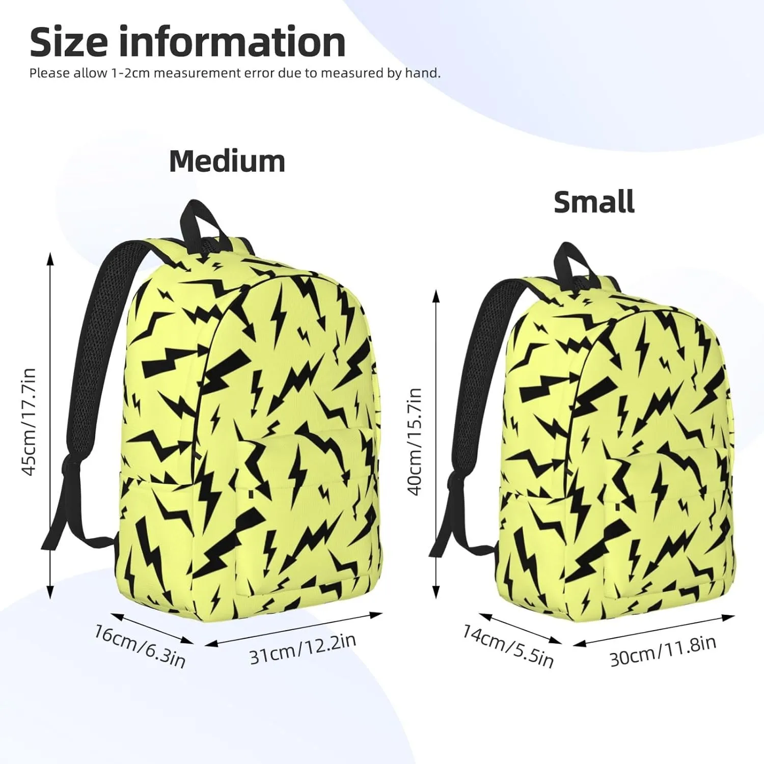 Black Thunder Yellow Canvas Backpacks Laptop Backpack Multipurpose Double Shoulder Bag for Men Women Gifts Medium