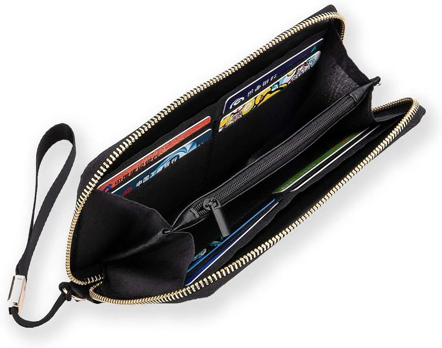 Black White Scottish Highland Cow Vintage Style Long Clutch Wallet, Long Handbag with Removable Wristlet Strap, PU Leather Zip Purse, Credit Pass Case Card-Holder for Men Women