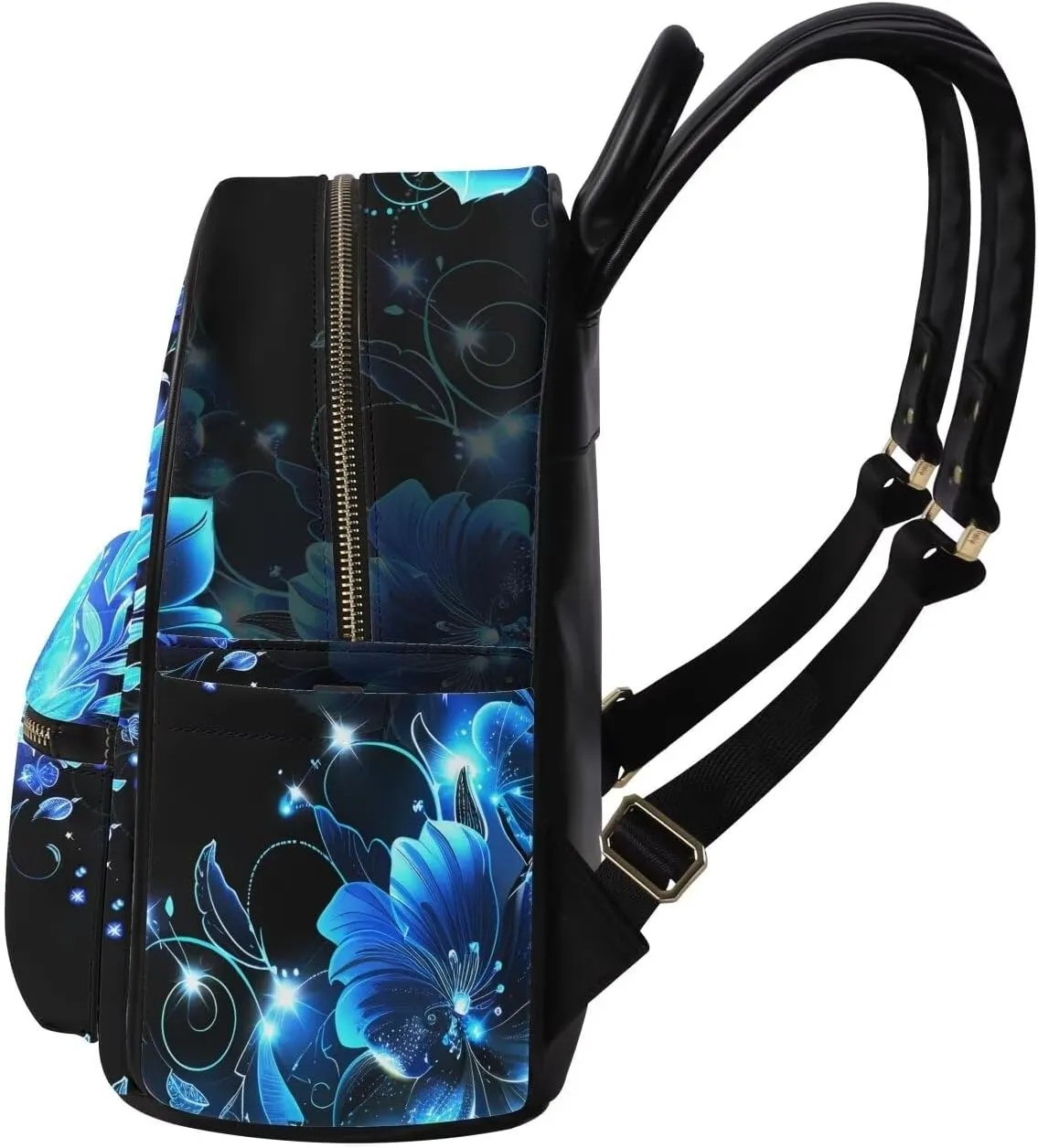 Blue Dolphin PU Leather Backpacks for Women with Design Floral Fashion Daypack School Backpack with Adjustable Strap Portable Work Bag