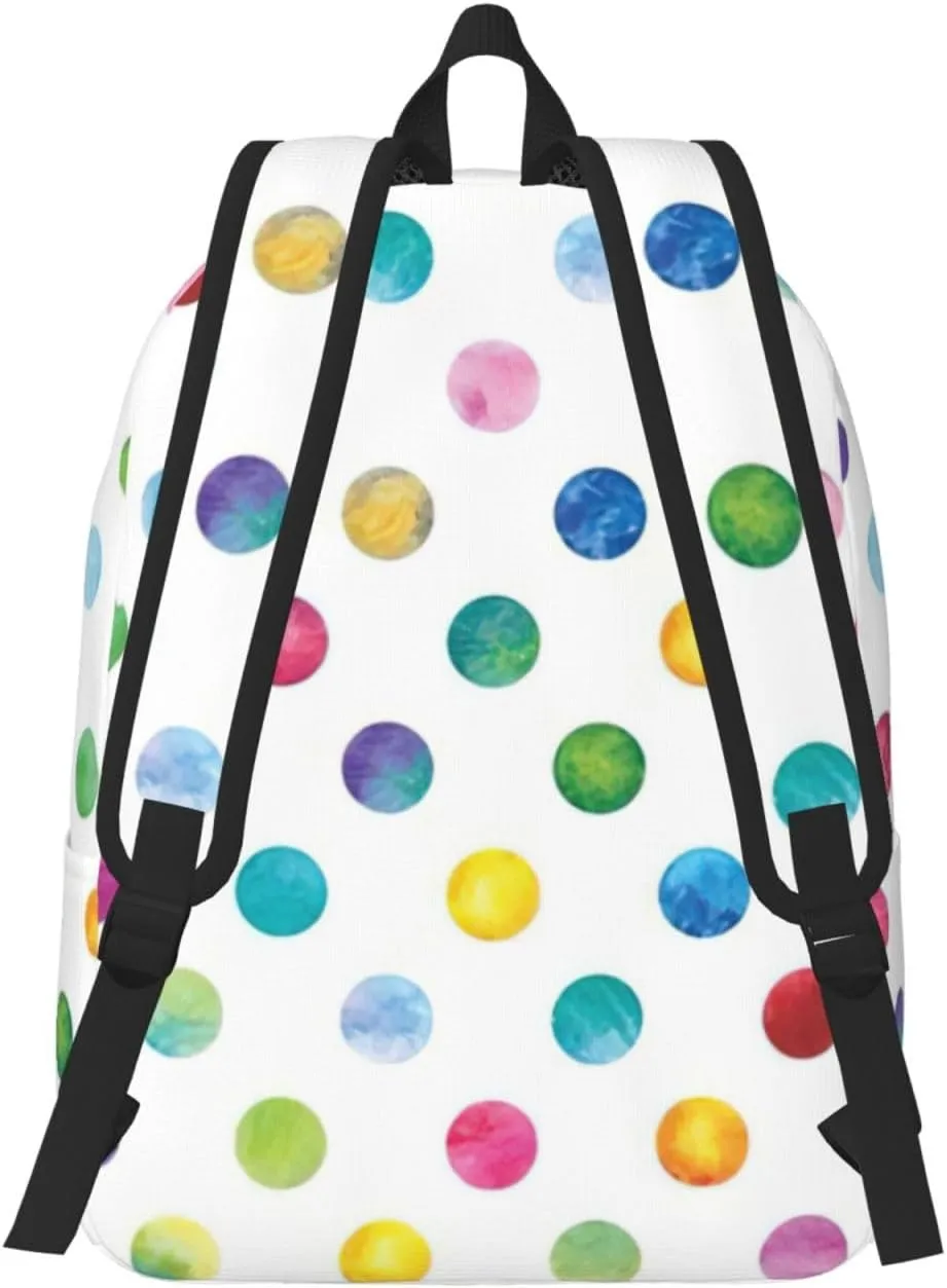 Blue Polka Dot Pattern Canvas Casual Lightweight Duffel Bag, Fashion Duffel Bag, Casual Daypack, Unisex Travel Backpack