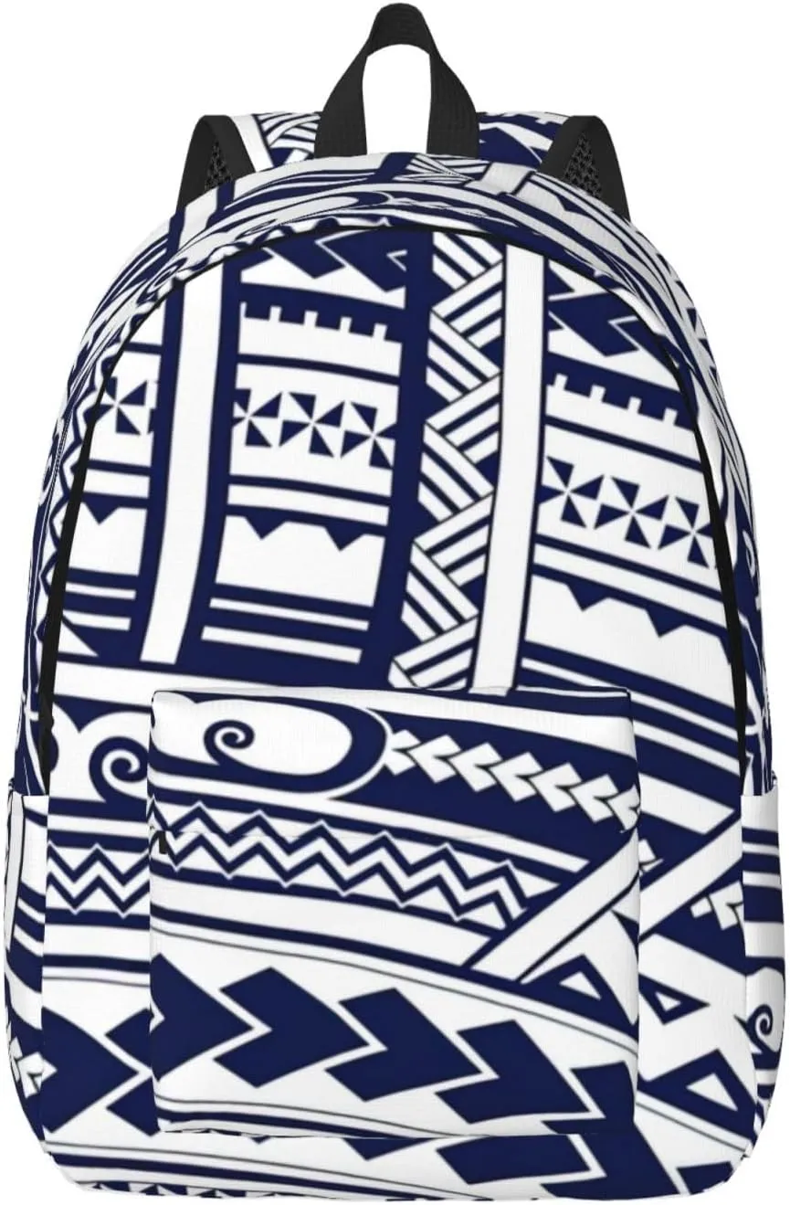 Blue Polynesian Maori Tribal Pattern Canvas Casual Lightweight Duffel Bag, Fashion Duffel Bag, Unisex Travel Backpack
