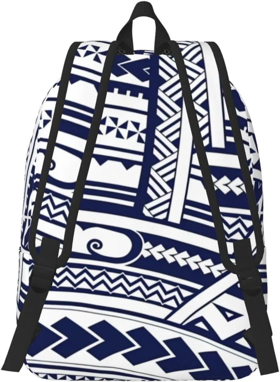 Blue Polynesian Maori Tribal Pattern Canvas Casual Lightweight Duffel Bag, Fashion Duffel Bag, Unisex Travel Backpack