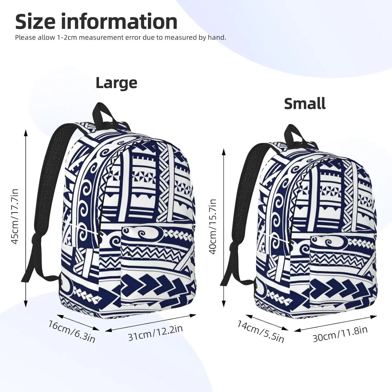 Blue Polynesian Maori Tribal Pattern Canvas Casual Lightweight Duffel Bag, Fashion Duffel Bag, Unisex Travel Backpack