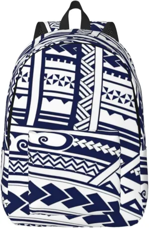 Blue Polynesian Maori Tribal Pattern Canvas Casual Lightweight Duffel Bag, Fashion Duffel Bag, Unisex Travel Backpack