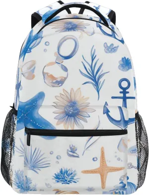 Blue Sea Ship kids water backpack with big book bags for 6th grade school boys girls