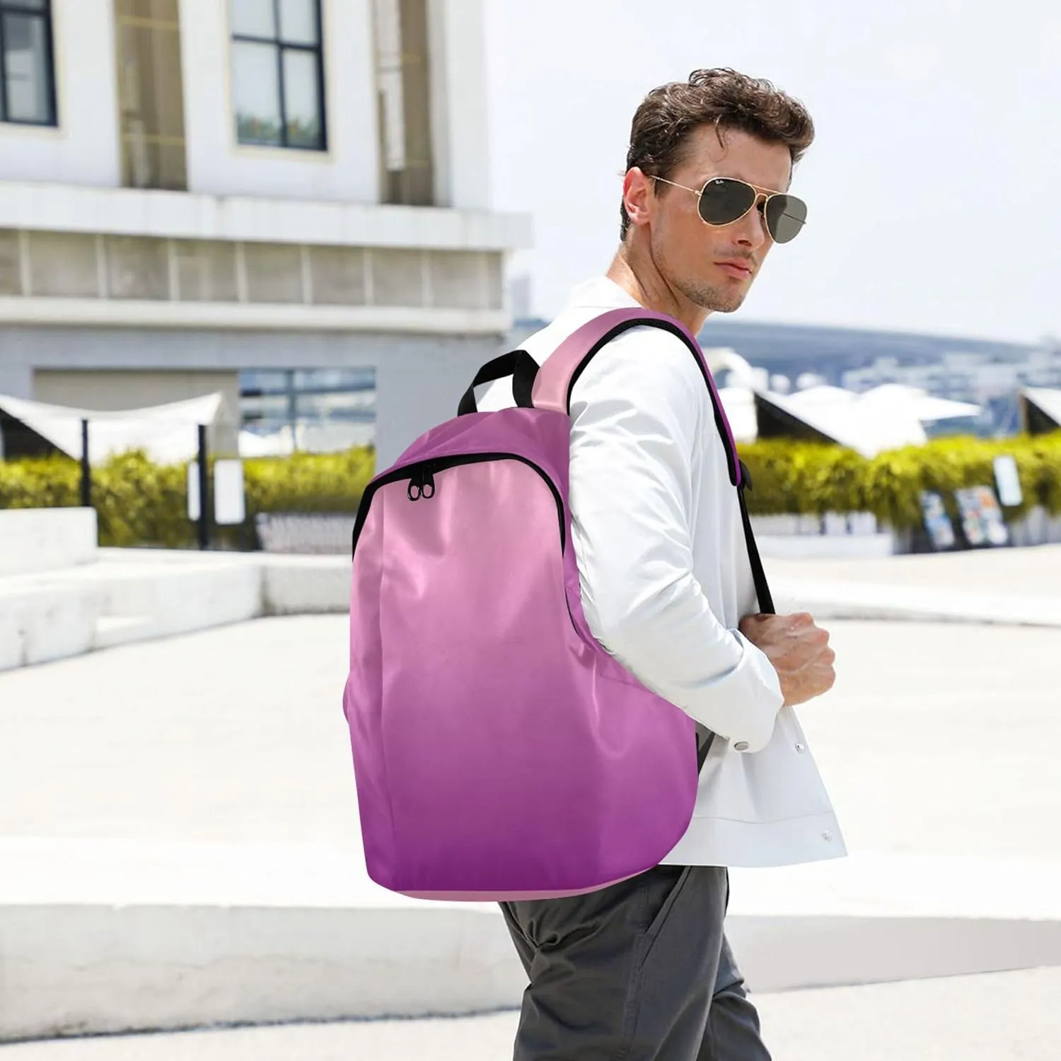Blush Pink Patriarch Gradient Womens Casual Daypack Backpacks Fashion Cool College Backpacks for Girls