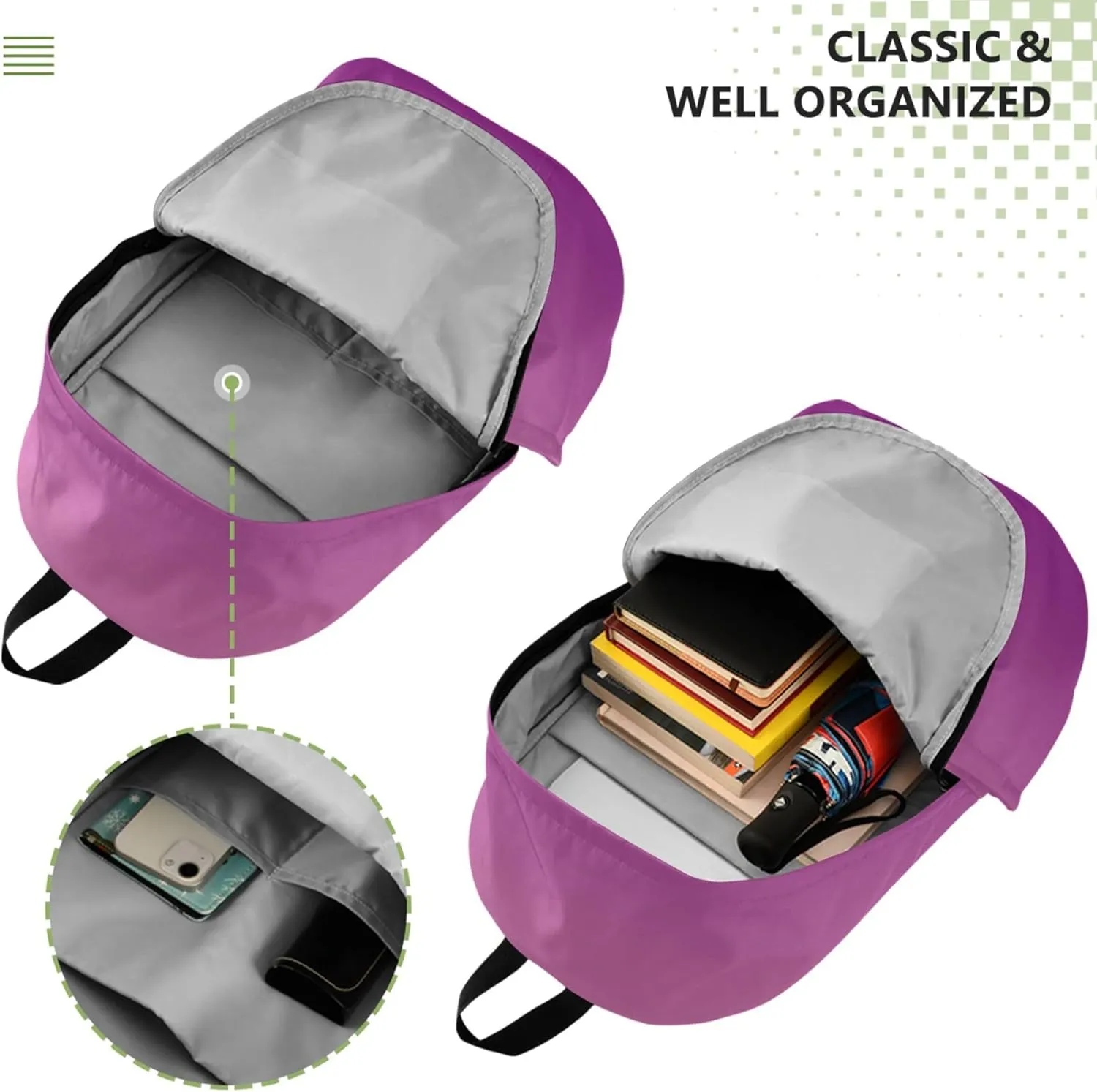 Blush Pink Patriarch Gradient Womens Casual Daypack Backpacks Fashion Cool College Backpacks for Girls