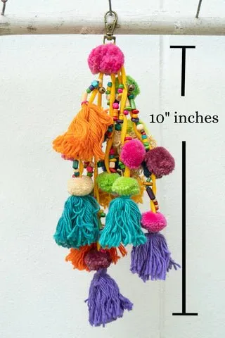 Boho Chic Tassel Charm for Handbags | Pom Pom Tote Charms