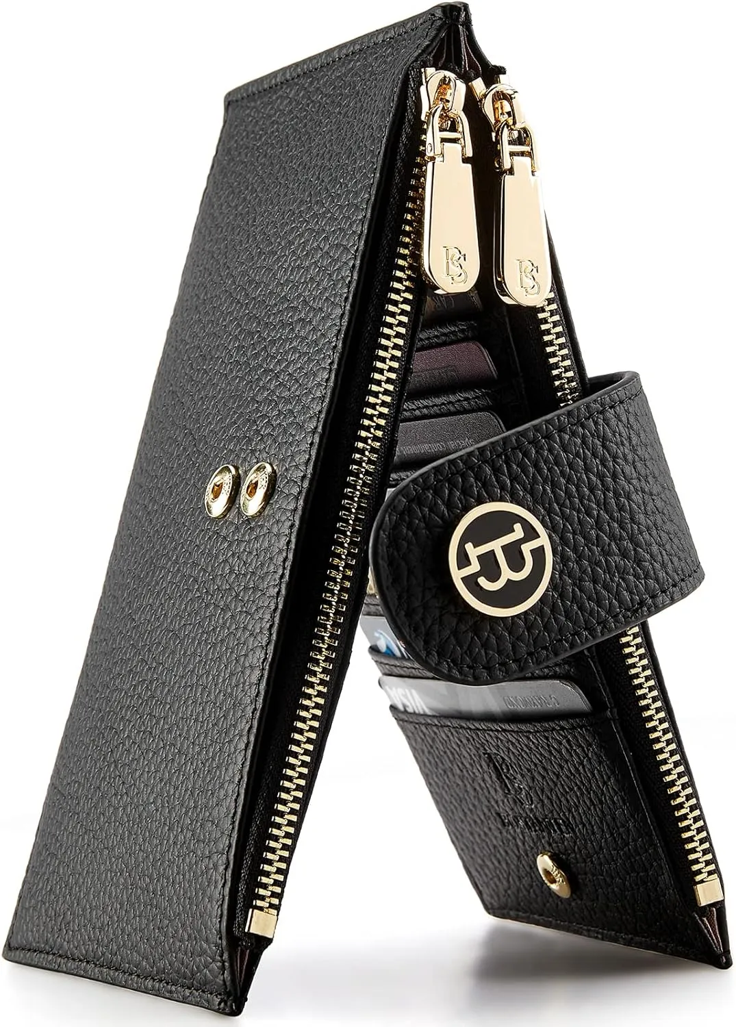 BOSTANTEN Leather Wallets for Women RFID Blocking Slim Bofild Purse Card Holder with Zipper Pocket