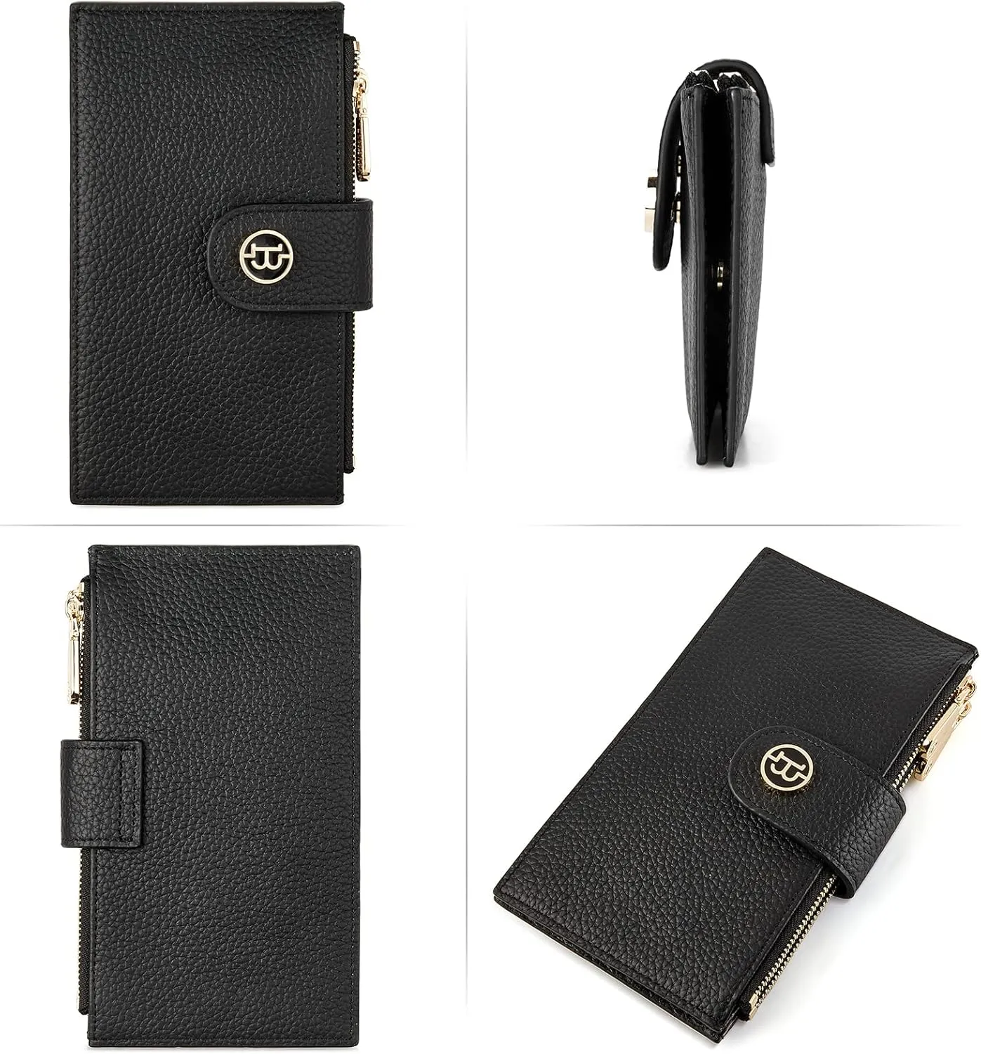 BOSTANTEN Leather Wallets for Women RFID Blocking Slim Bofild Purse Card Holder with Zipper Pocket